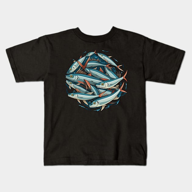 anchovies sea style good for diver Kids T-Shirt by FrogandFog